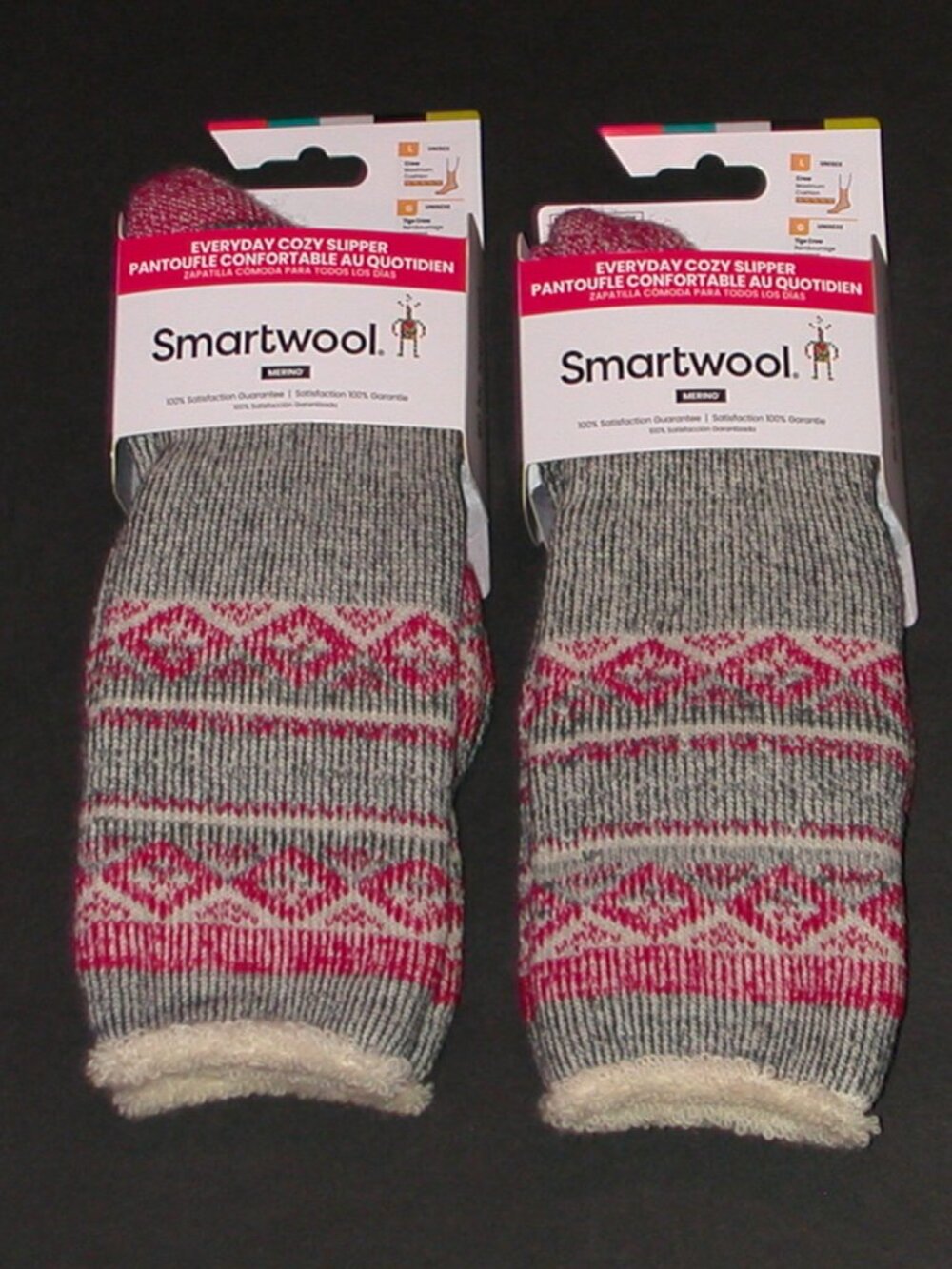 Two Pairs SmartWool Everyday Maximum Cushion Cozy Crew Slipper Socks Men's Large